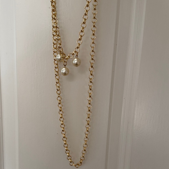 Long Elegant Adjustable Multi-Style Gold Necklace with Pearl Accents - Picture 8 of 13